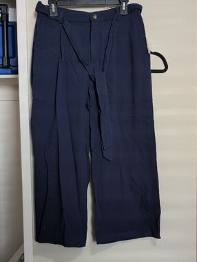 Modcloth Navy Wide-Leg Tie-Waist Pants